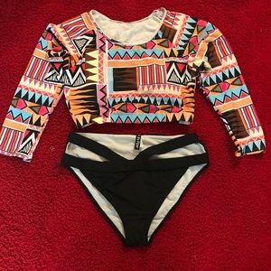 Geometric print swimwear